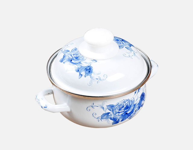 清新玫瑰搪瓷锅