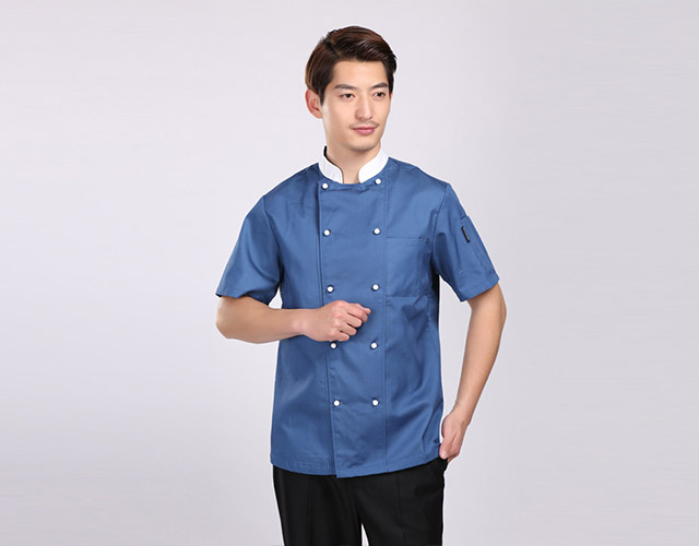 蓝白搭配厨师服